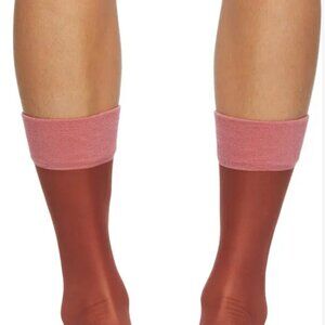 Dries Van Noten  burgundy & pink fogal edition socks - 703 brown, NWT